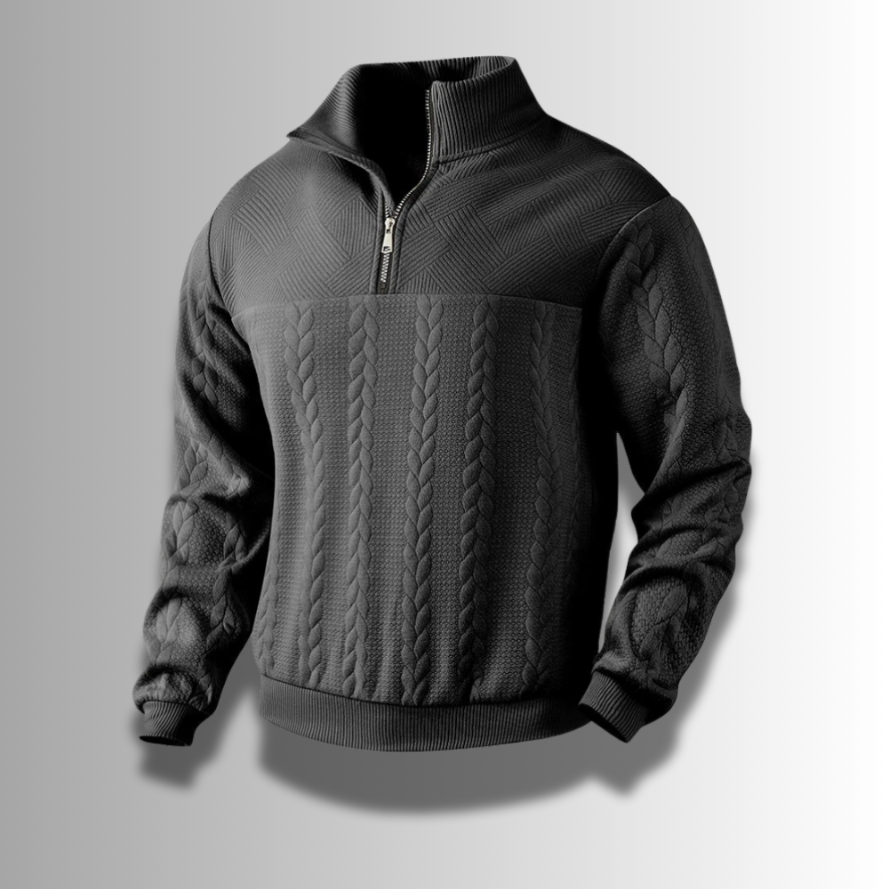 Herren Pullover Merinowolle halb Reißverschluss