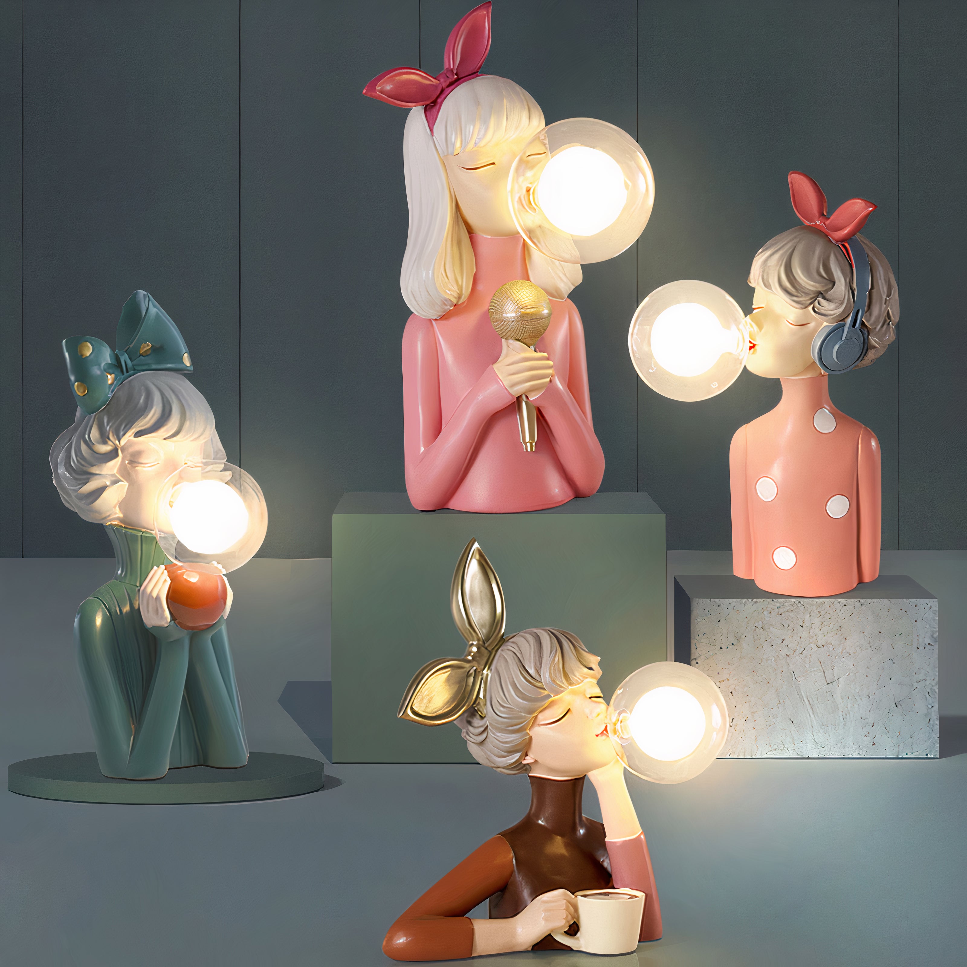 SorellaLuce Tischlampe Skulptural Modern Beige für Wohnzimmer