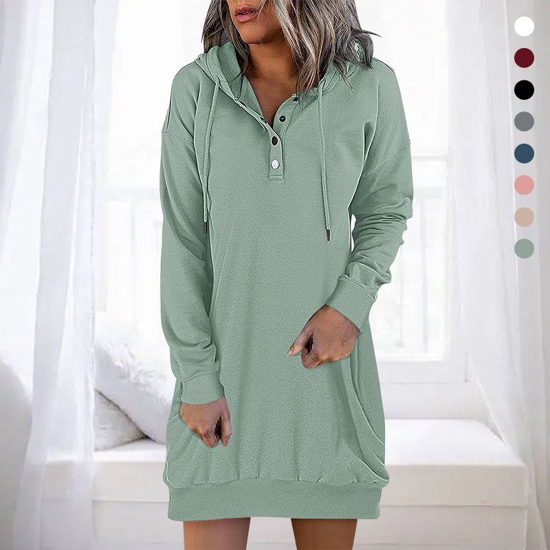 Damen Long Hoodie mit Kapuze im minimalistischen Stil