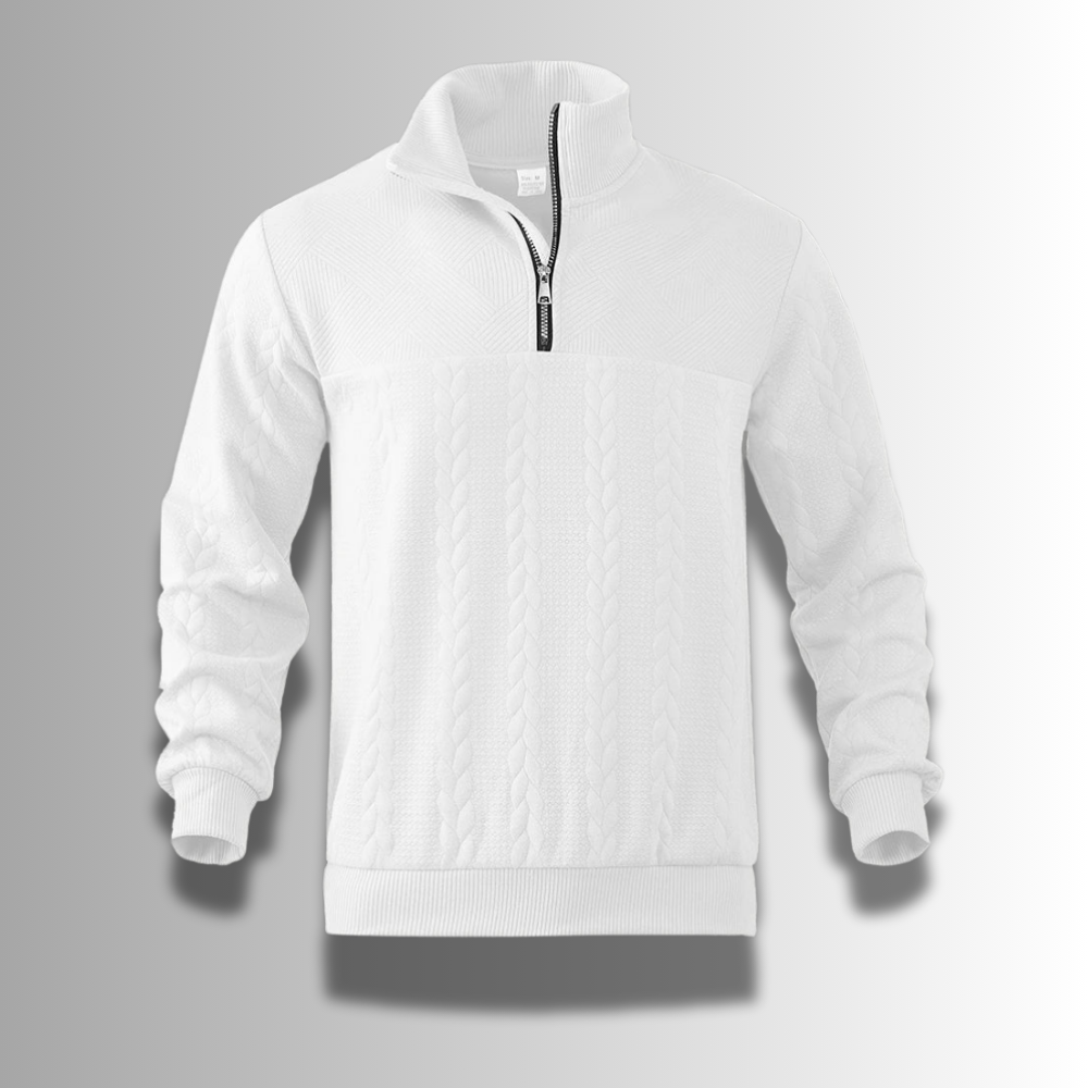 Herren Pullover Merinowolle halb Reißverschluss