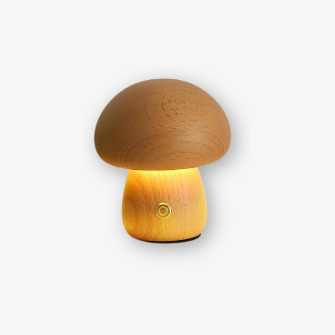 Holz Pilz Tischlampe