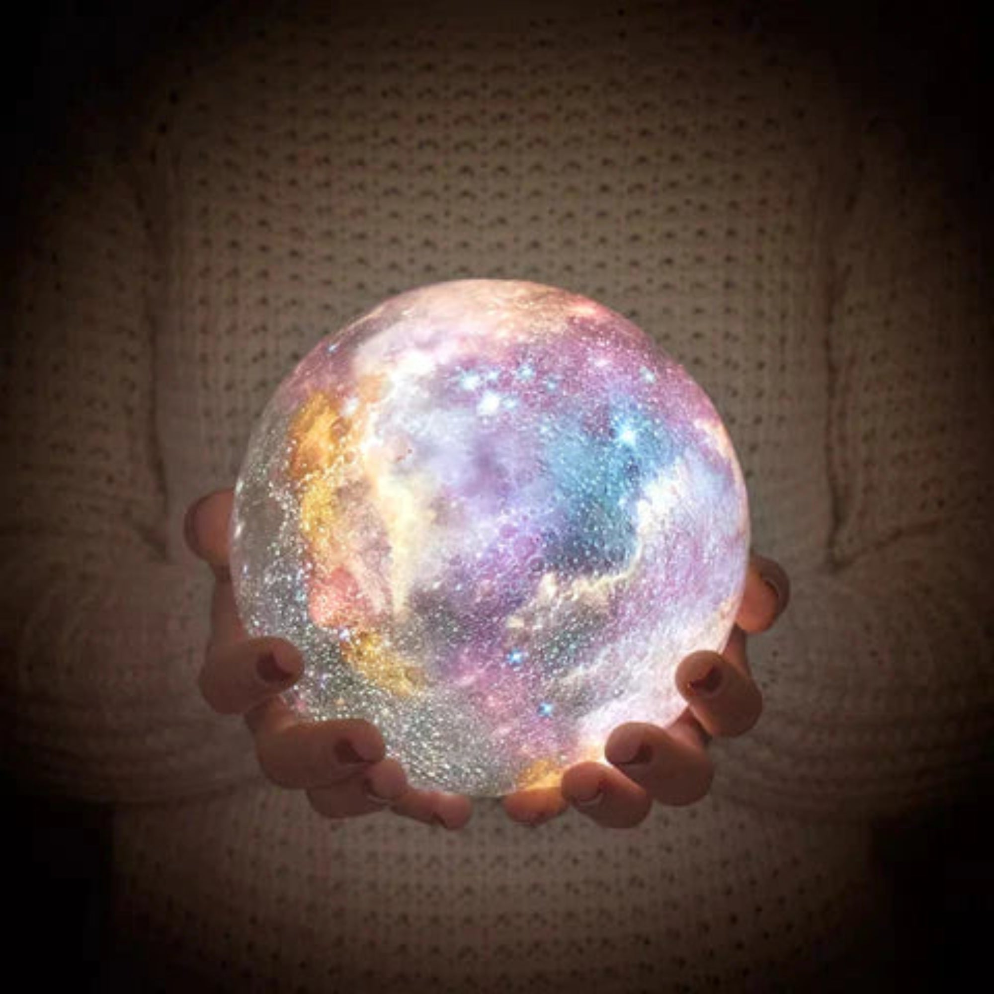 GALAXY MOONLAMP – 3D-Mondlampe mit 16 Farben & Holzständer