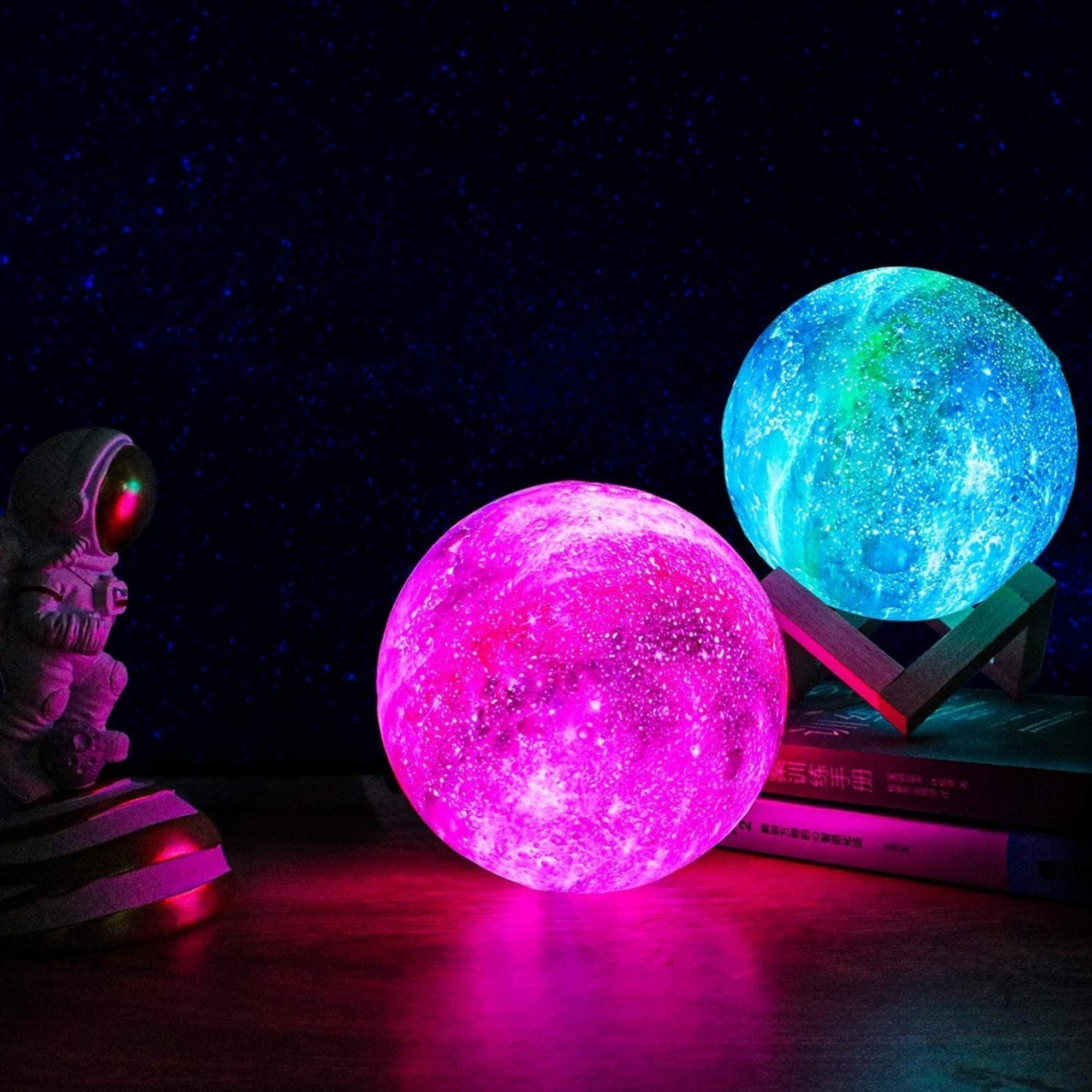 GALAXY MOONLAMP – 3D-Mondlampe mit 16 Farben & Holzständer