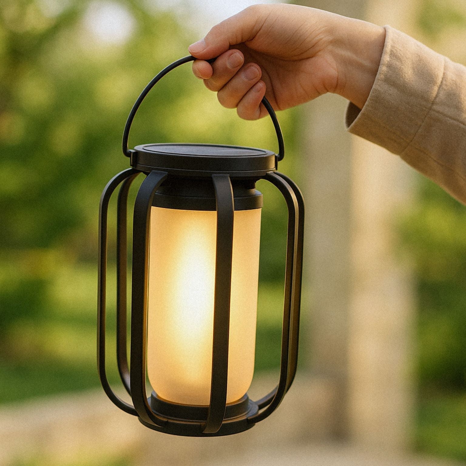 Solarlaterne mit Flammeneffekt für Außenbereich
