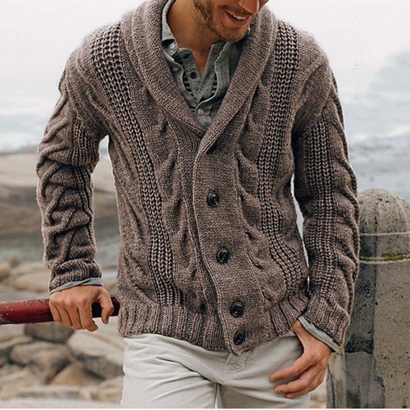 Herren Strick Cardigan mit Knöpfen und Schalkragen