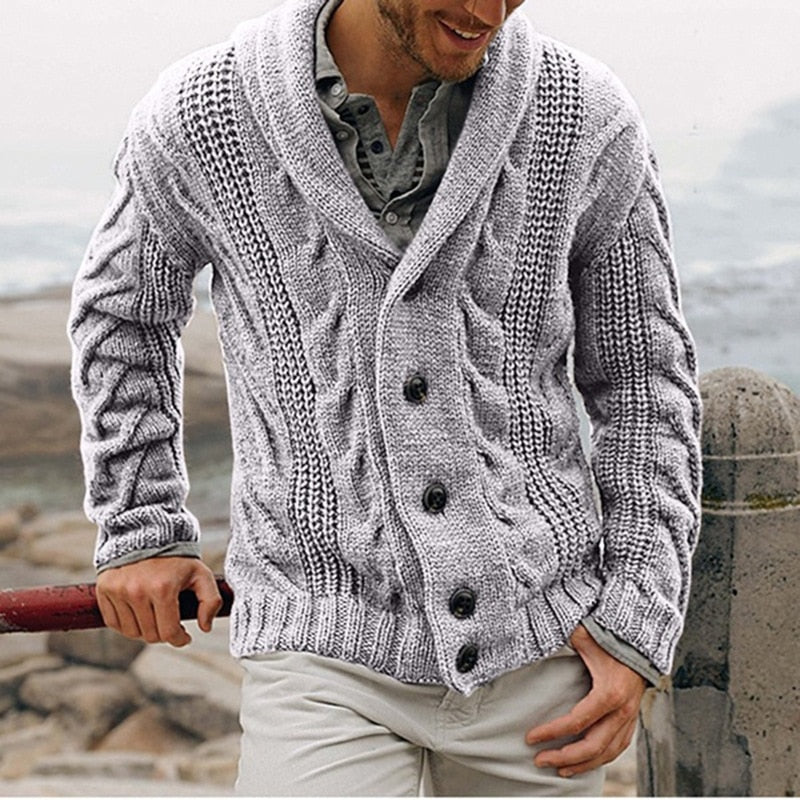 Herren Strick Cardigan mit Knöpfen und Schalkragen