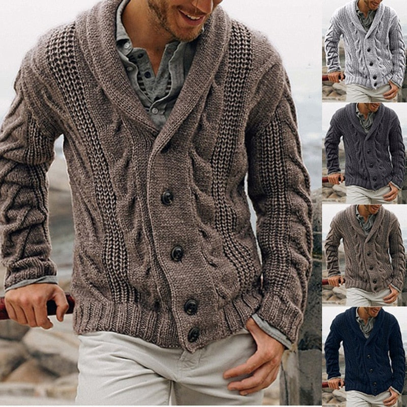 Herren Strick Cardigan mit Knöpfen und Schalkragen