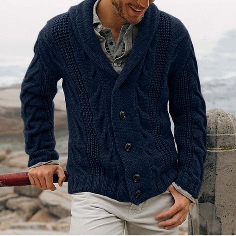Herren Strick Cardigan mit Knöpfen und Schalkragen