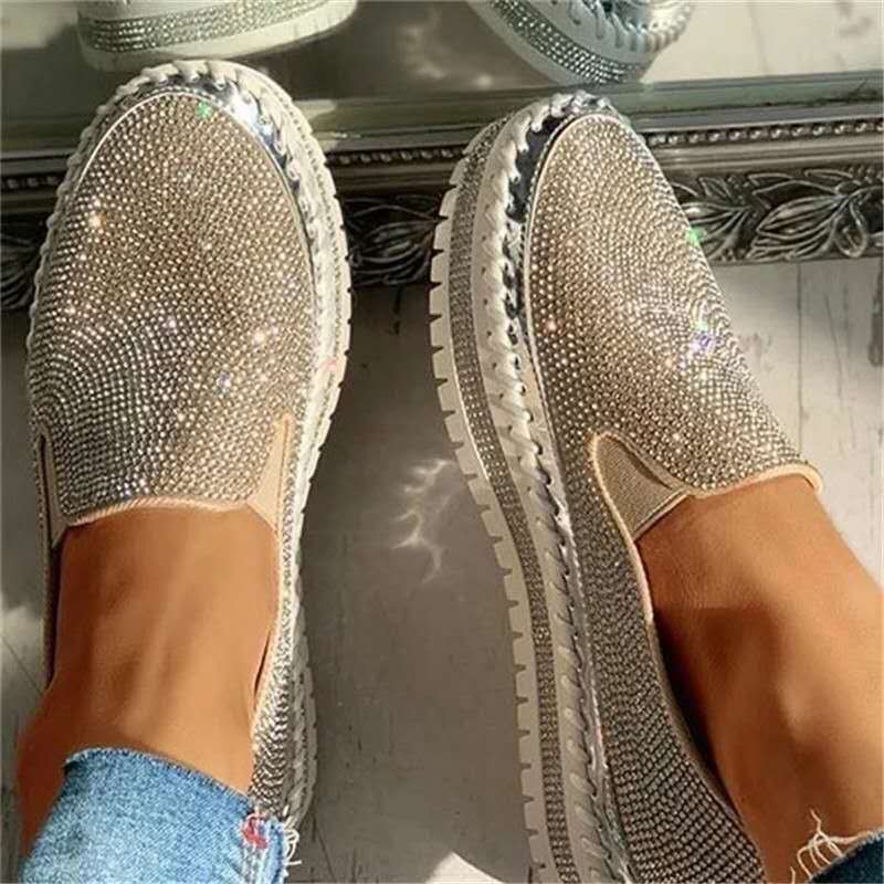Bequeme Damen Loafer mit Glitzer und Luftkissensohle