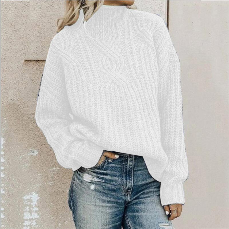 Damen Grobstrickpullover Rollkragen Winter