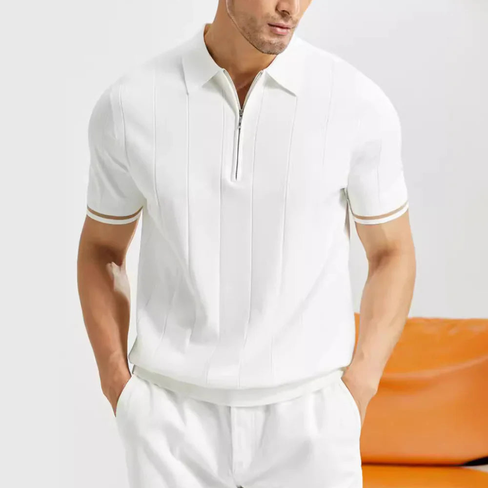 Herren Strickpolo mit Reißverschlusskragen im modernen Stil