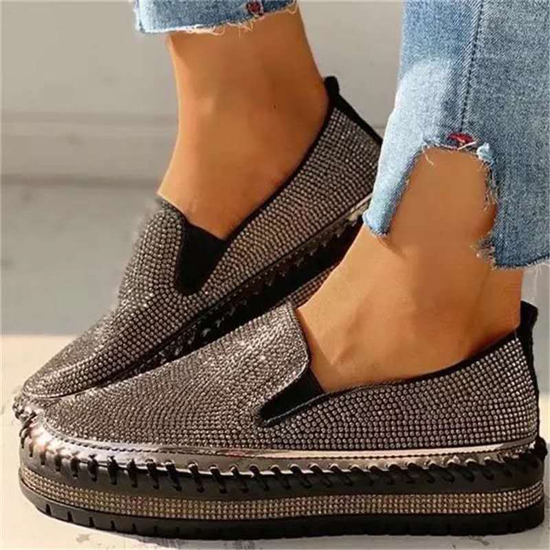 Bequeme Damen Loafer mit Glitzer und Luftkissensohle