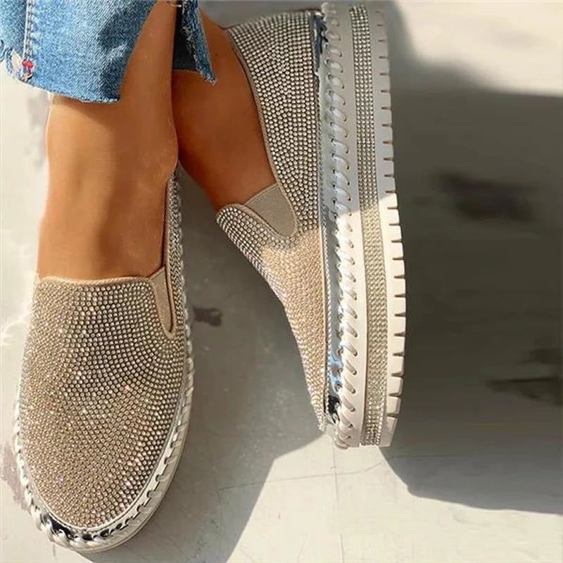 Bequeme Damen Loafer mit Glitzer und Luftkissensohle