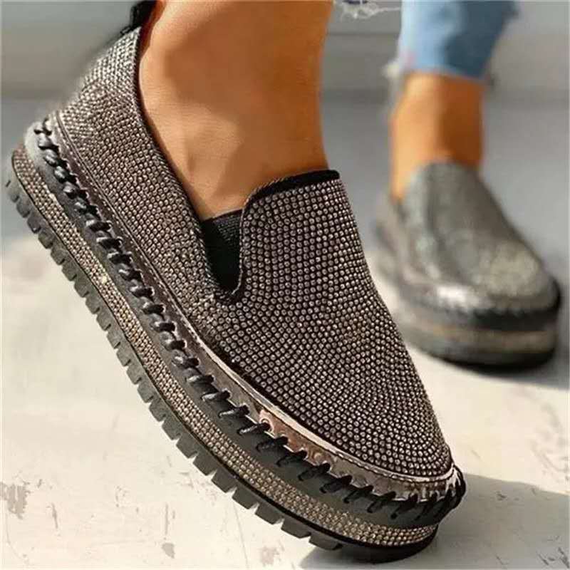 Bequeme Damen Loafer mit Glitzer und Luftkissensohle