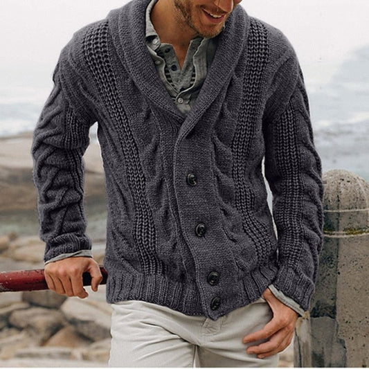 Herren Strick Cardigan mit Knöpfen und Schalkragen