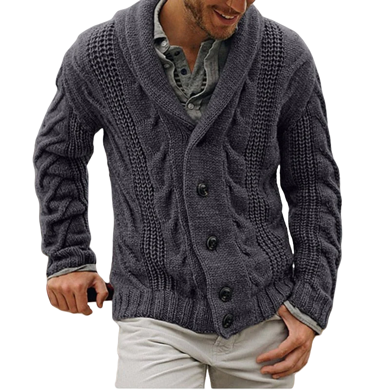 Herren Strick Cardigan mit Knöpfen und Schalkragen