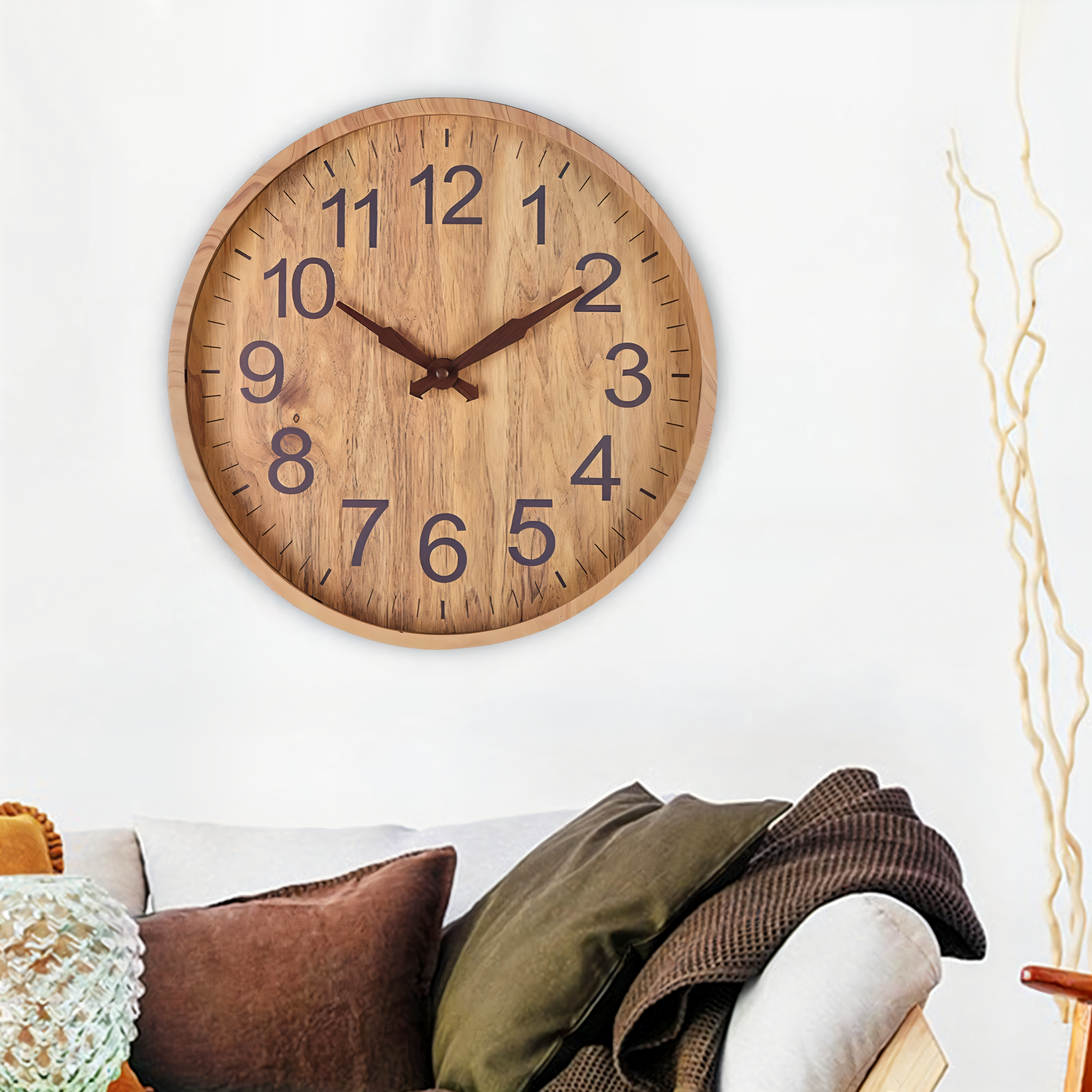 Geräuschlose Wanduhr aus Holz – Große gut lesbare Ziffern