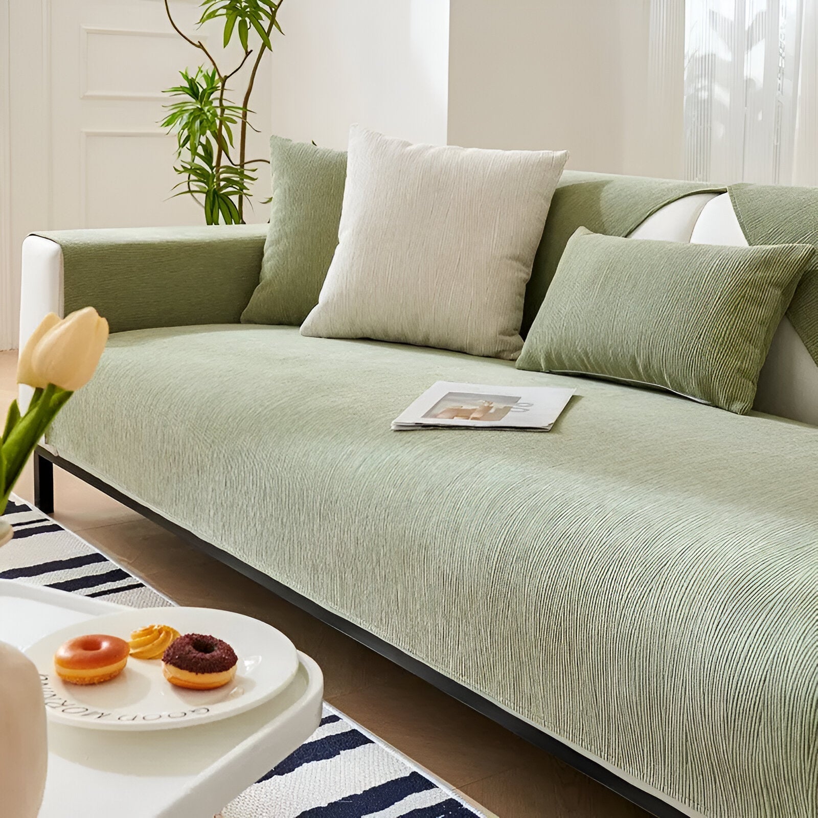 UniQuilted | Hochdichter Chenille Sofabezug Mit Silikonrückseite
