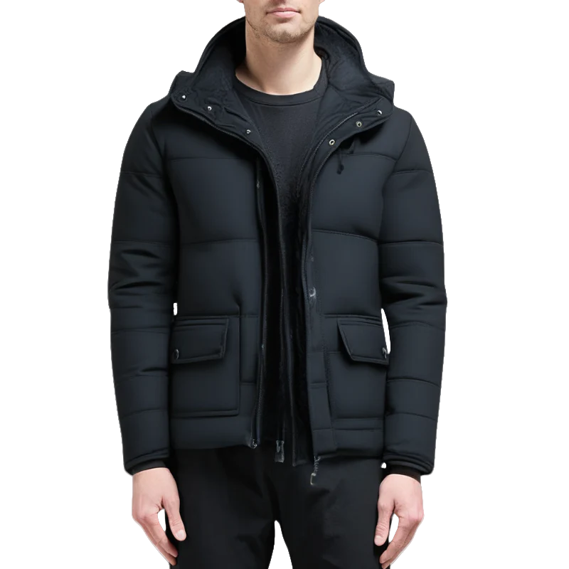 Herren Wintermantel Schwarz mit Fütterung