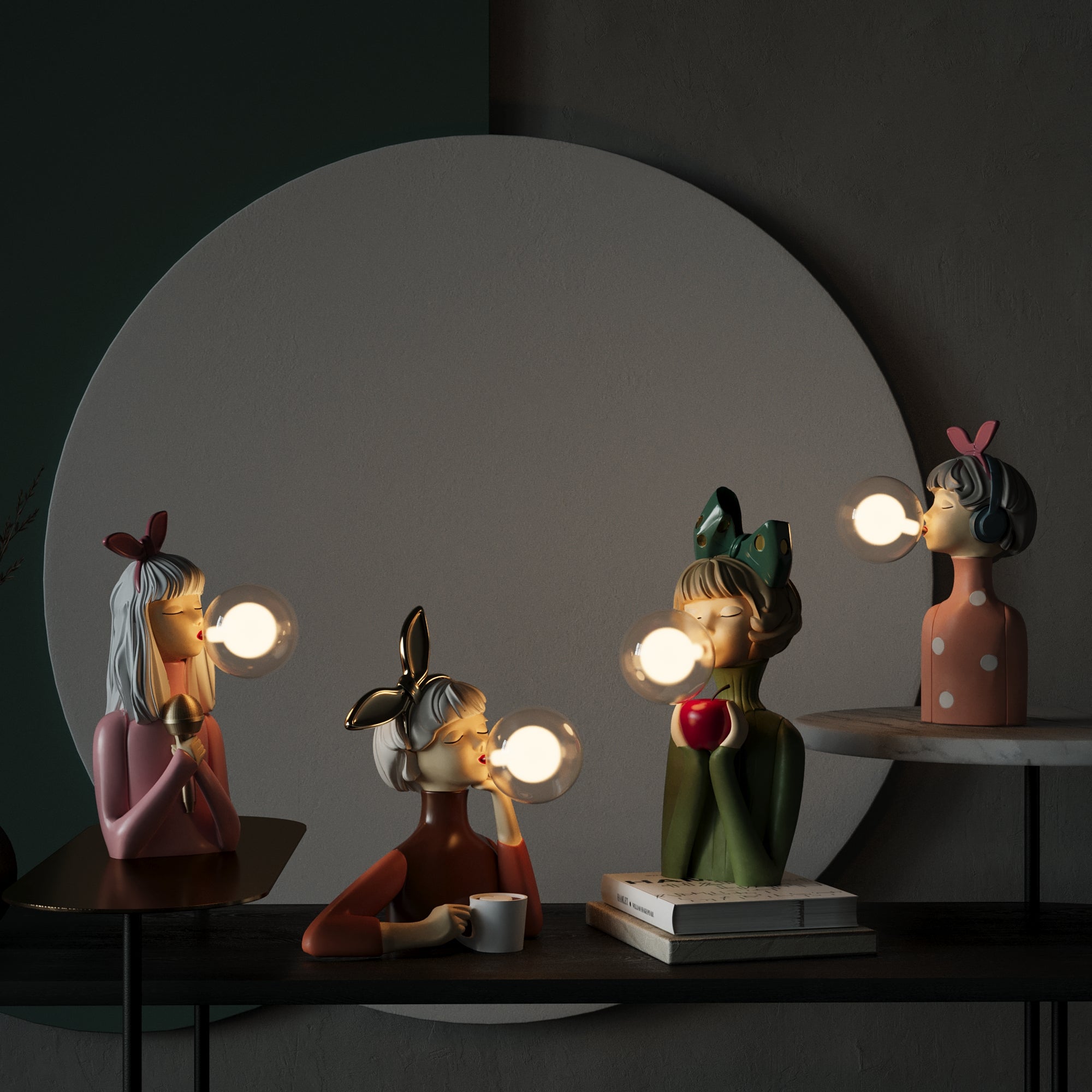 SorellaLuce Tischlampe Skulptural Modern Beige für Wohnzimmer