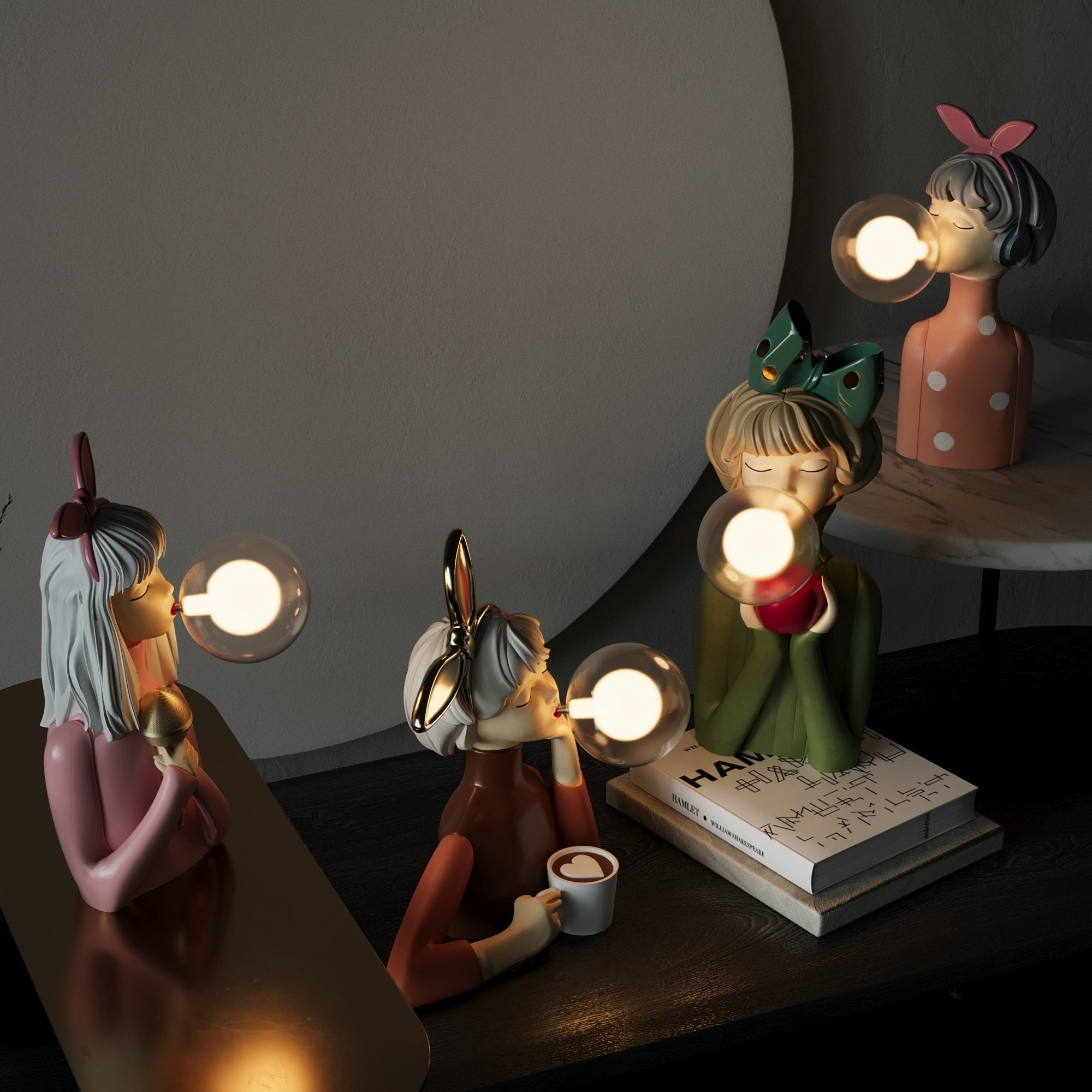 SorellaLuce Tischlampe Skulptural Modern Beige für Wohnzimmer