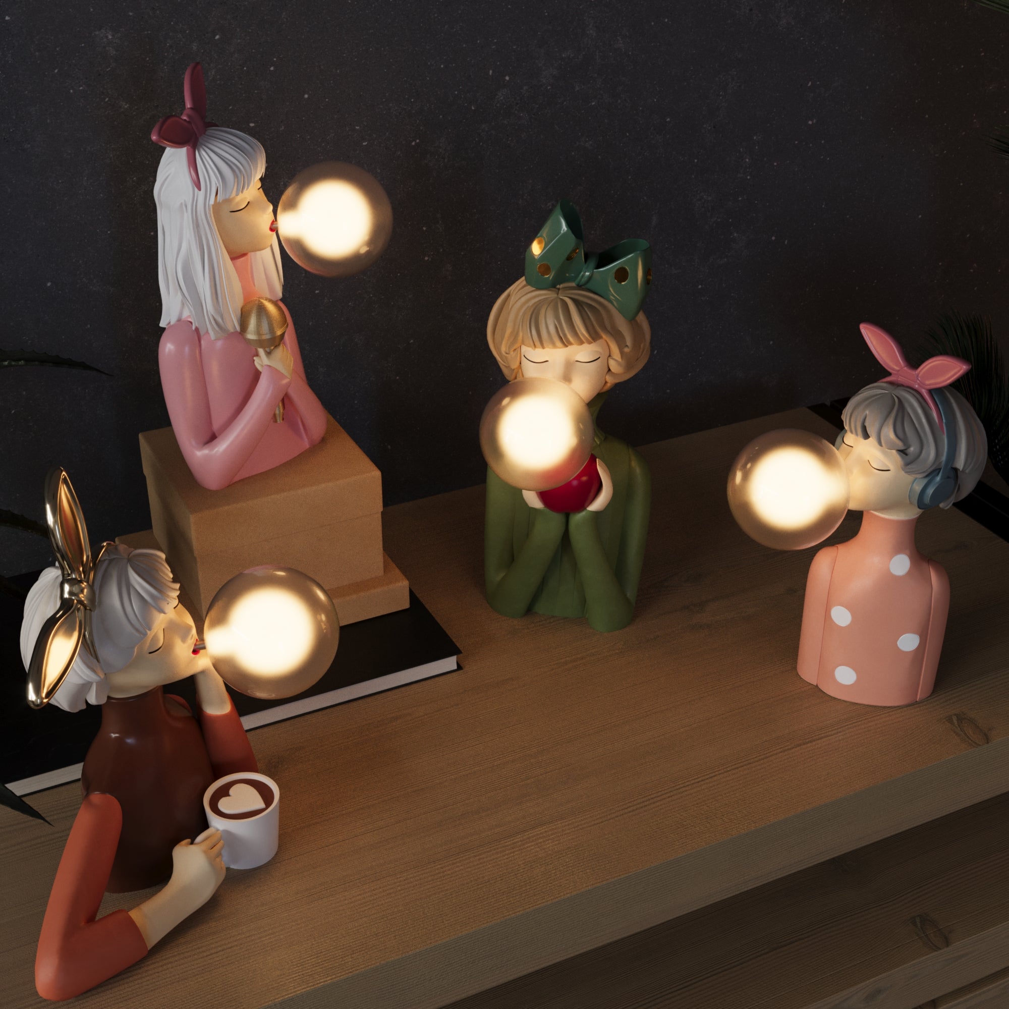 SorellaLuce Tischlampe Skulptural Modern Beige für Wohnzimmer