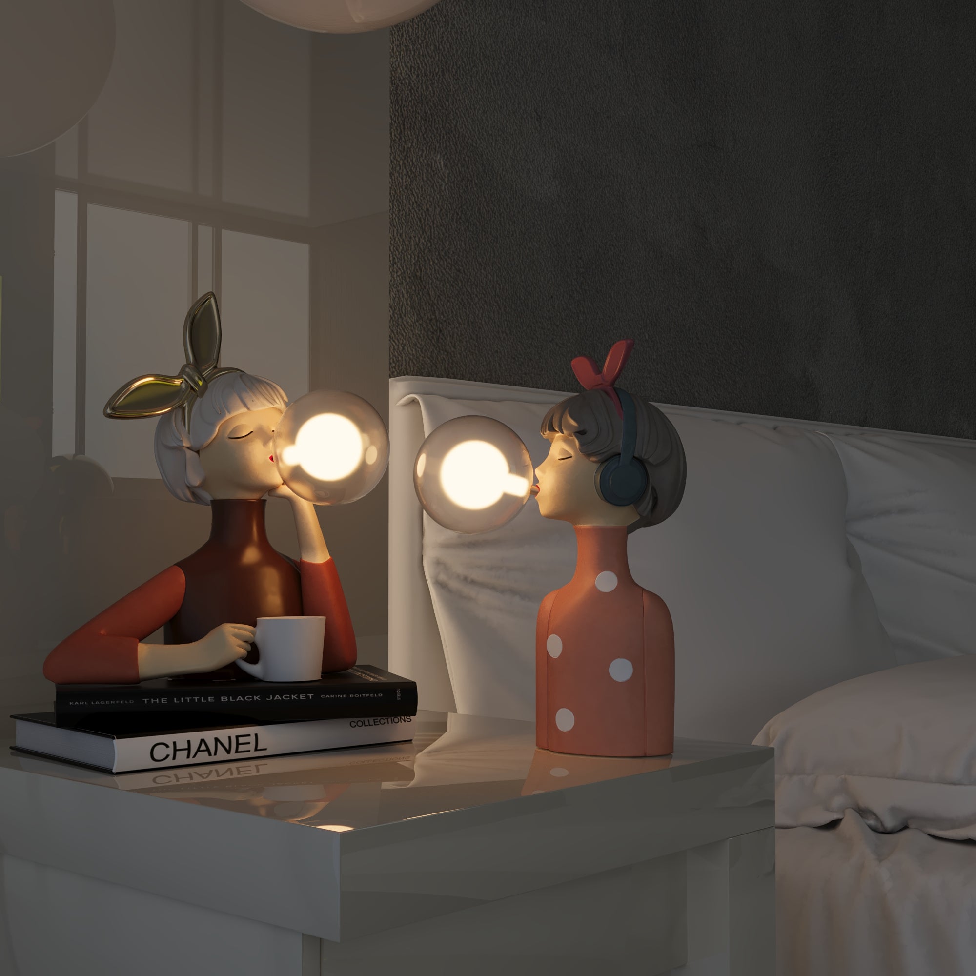 SorellaLuce Tischlampe Skulptural Modern Beige für Wohnzimmer