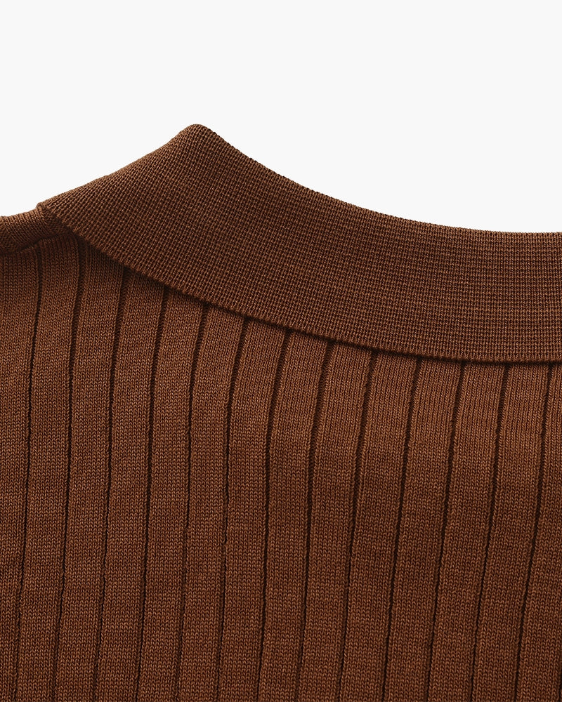 Herren Strickhemd kurzarm ohne Knopfleiste – Feinstrick mit Kragen
