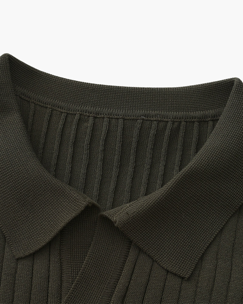 Herren Strickhemd kurzarm ohne Knopfleiste – Feinstrick mit Kragen