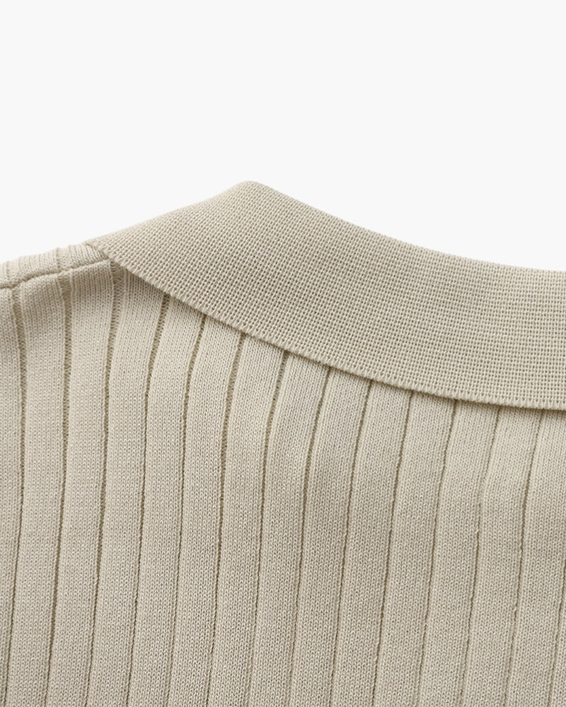 Herren Strickhemd kurzarm ohne Knopfleiste – Feinstrick mit Kragen