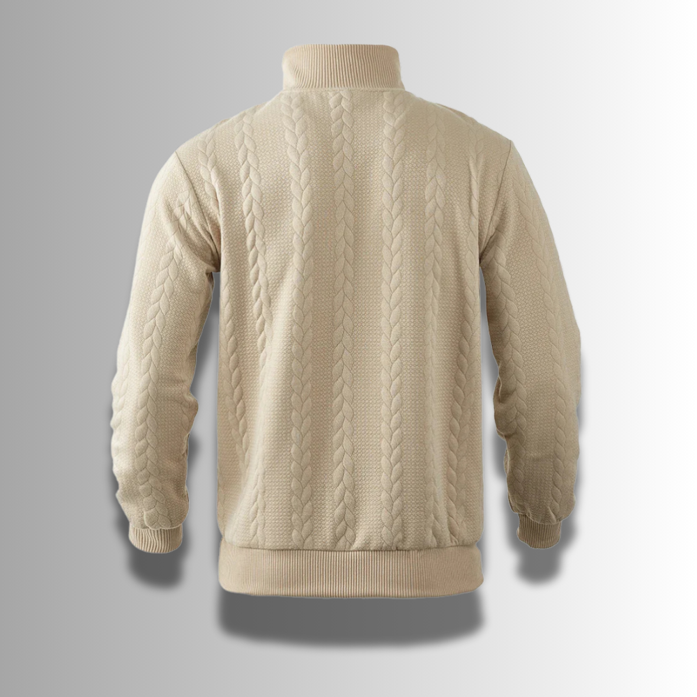 Herren Pullover Merinowolle halb Reißverschluss