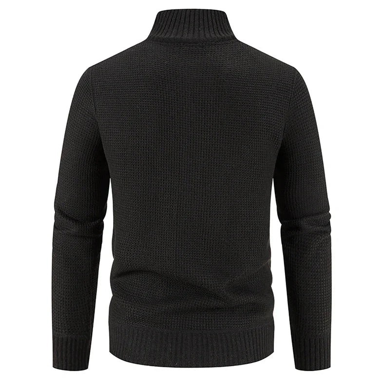 Herren Strickjacke mit Reißverschluss und hohem Kragen