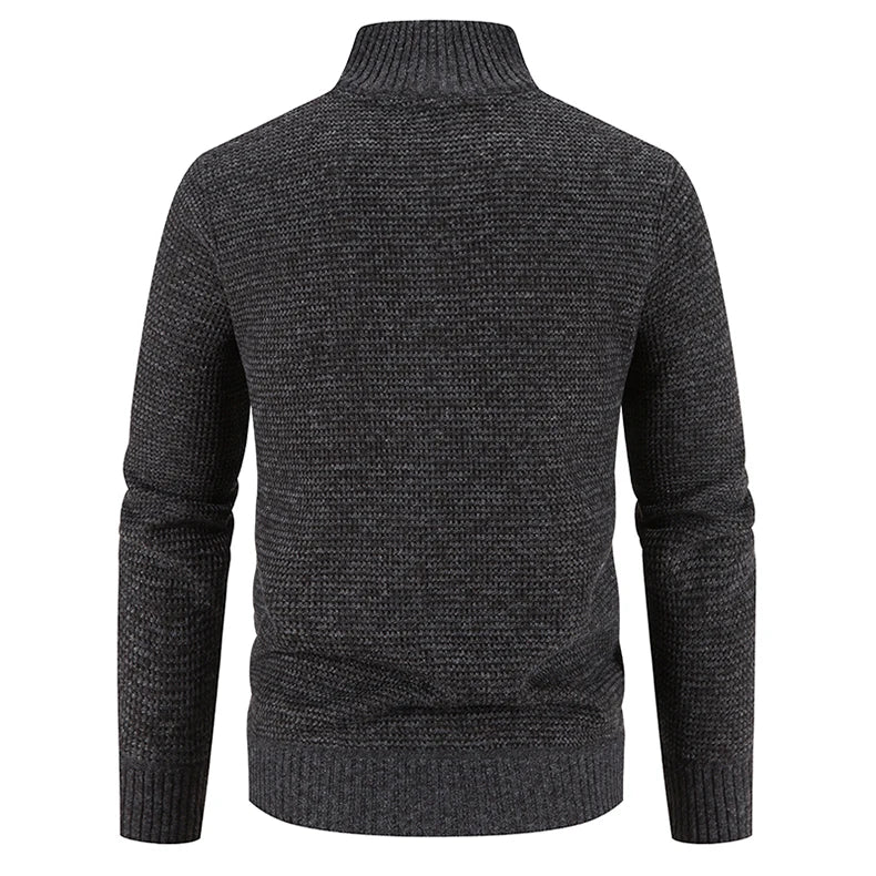 Herren Strickjacke mit Reißverschluss und hohem Kragen