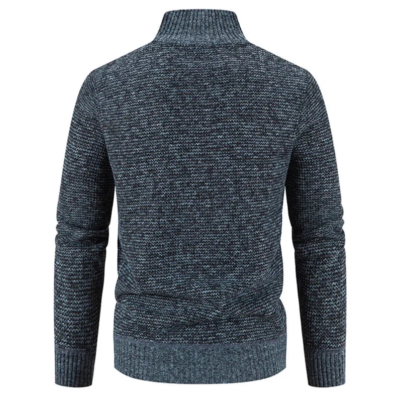 Herren Strickjacke mit Reißverschluss und hohem Kragen
