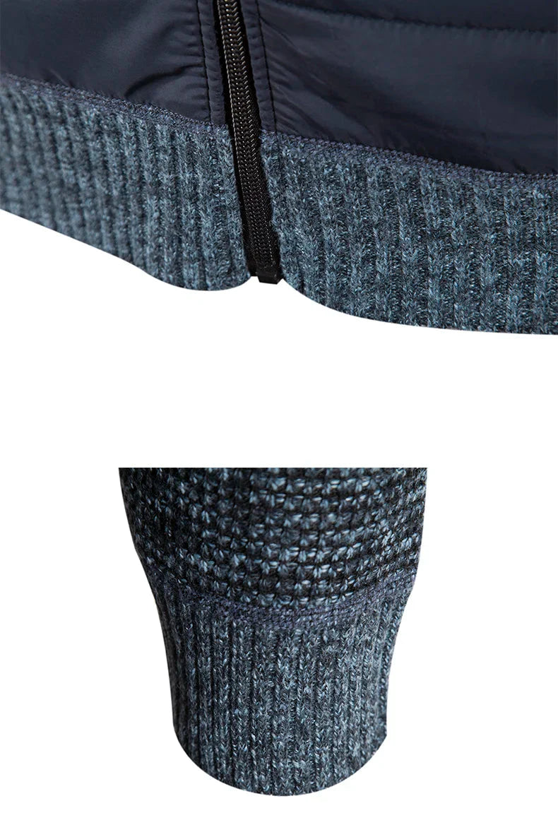 Herren Strickjacke mit Reißverschluss und hohem Kragen