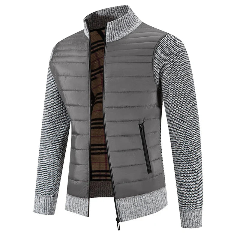 Herren Strickjacke mit Reißverschluss und hohem Kragen