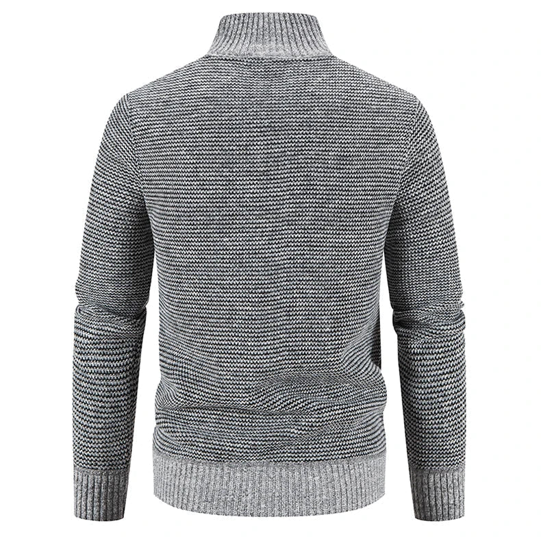 Herren Strickjacke mit Reißverschluss und hohem Kragen