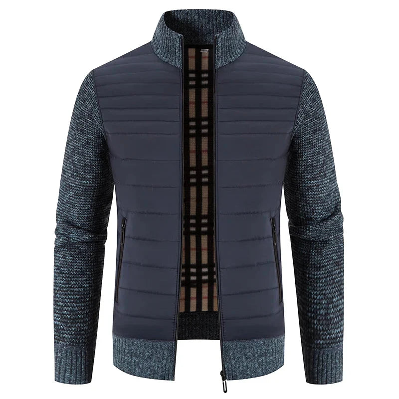 Herren Strickjacke mit Reißverschluss und hohem Kragen