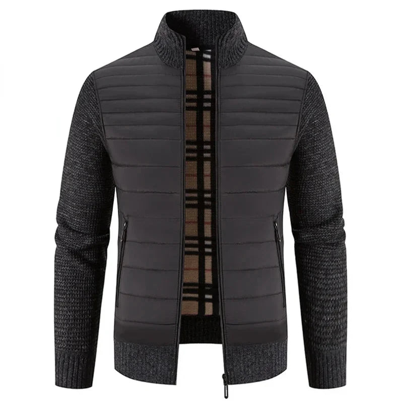 Herren Strickjacke mit Reißverschluss und hohem Kragen