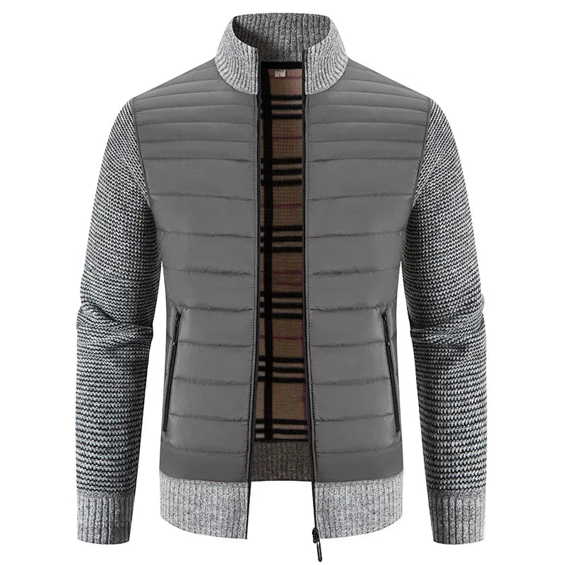 Herren Strickjacke mit Reißverschluss und hohem Kragen