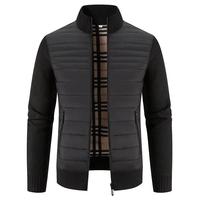 Herren Strickjacke mit Reißverschluss und hohem Kragen