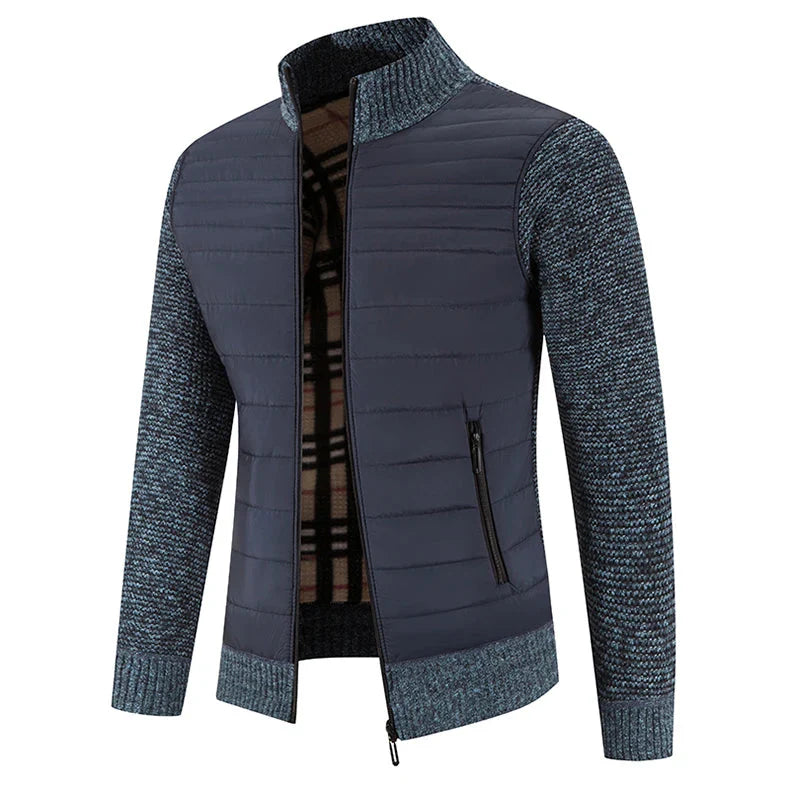Herren Strickjacke mit Reißverschluss und hohem Kragen