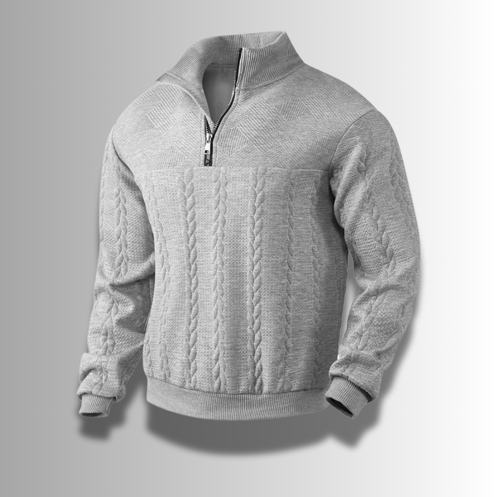 Herren Pullover Merinowolle halb Reißverschluss