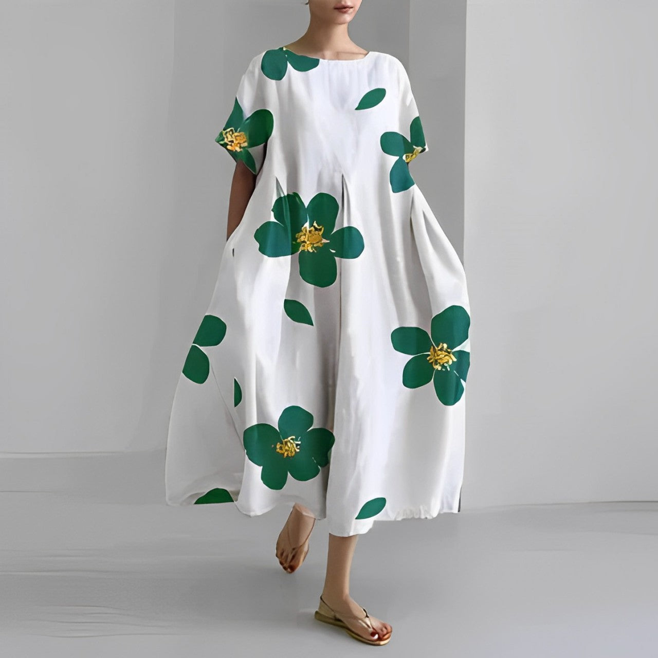 Locker geschnittenes Midikleid mit farbenfrohem Blumenprint