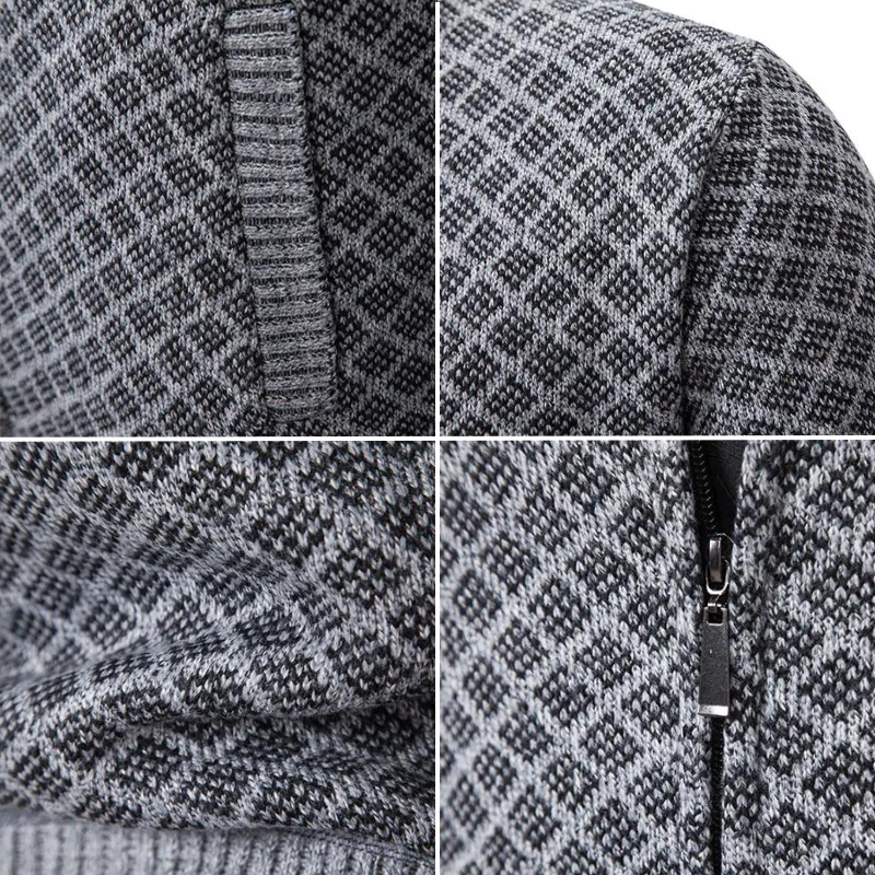 Gemustert Strickjacke mit Reißverschluss