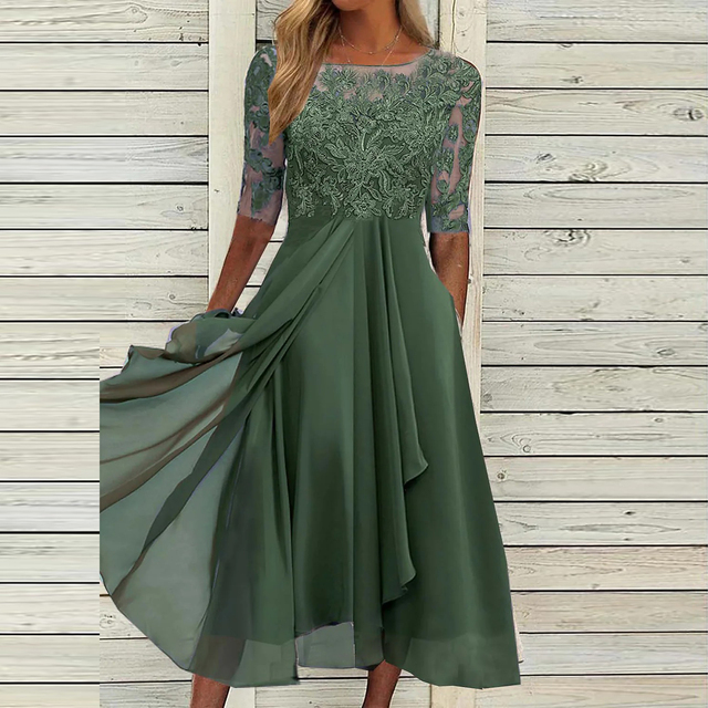 Spitzen Abendkleid Damen Elegant Ärmellos Festlich