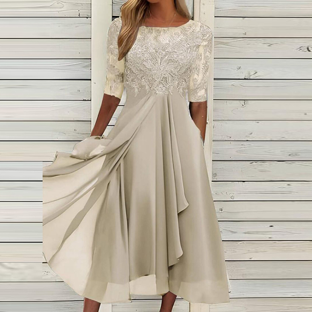 Spitzen Abendkleid Damen Elegant Ärmellos Festlich