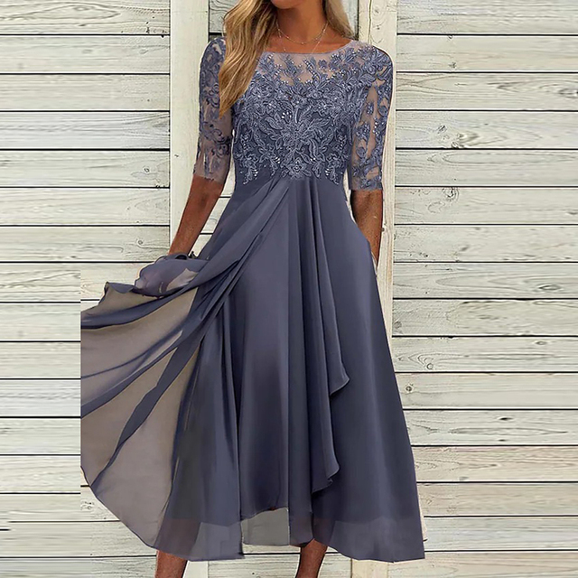 Spitzen Abendkleid Damen Elegant Ärmellos Festlich