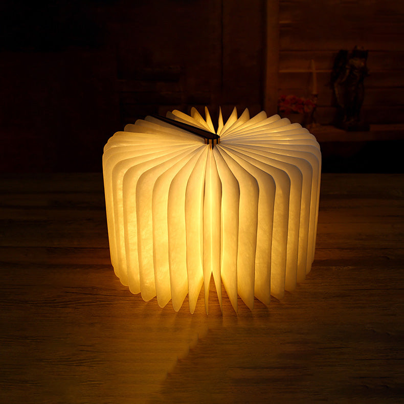 LED Buchlampe Holz Faltbar USB wiederaufladbar RGB Warmlicht