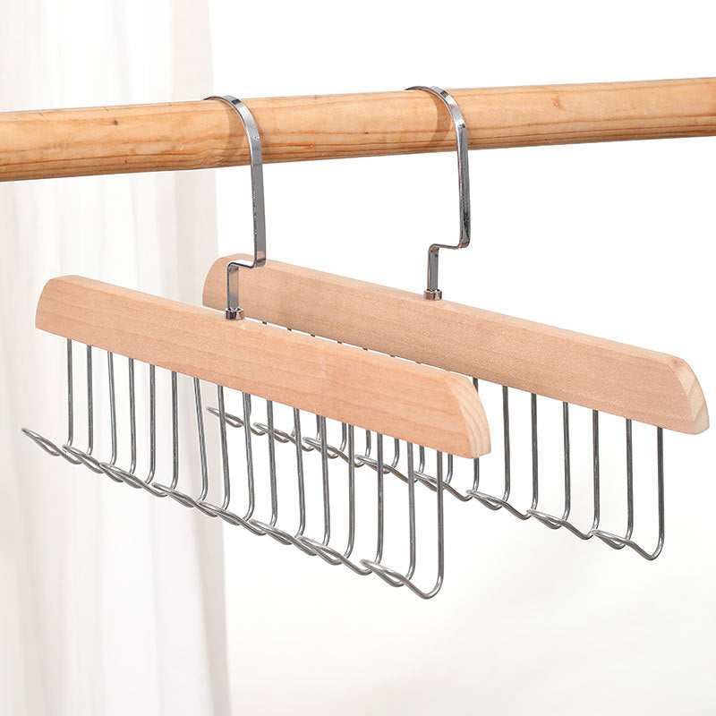 Solid Wood & Steel Multi-Hook Closet Hanger